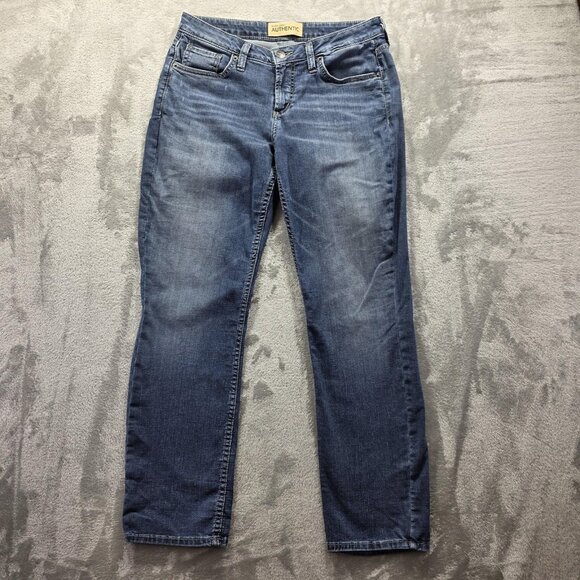 Silver Jeans Authentic Jeans Womens 10 Blue Curvy Mid Slim Straight Denim L27 - Picture 1 of 11